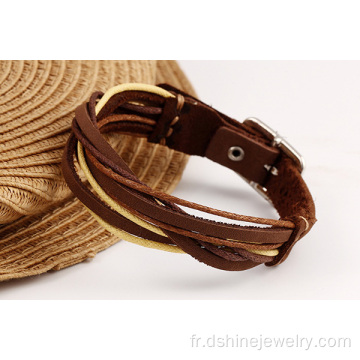 Custom Leather Bracelets Simple tissé bracelet en cuir véritable